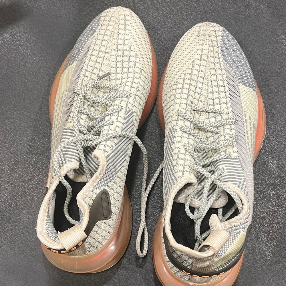 Neutral Knit Athletic Sneakers with Peach Sole